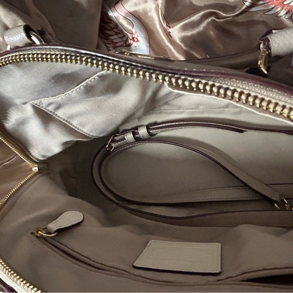 Coach Cora Domed Satchel Purse Leather Tote F34491 Grey Birch Chalk Bicolor - Picture 10 of 10